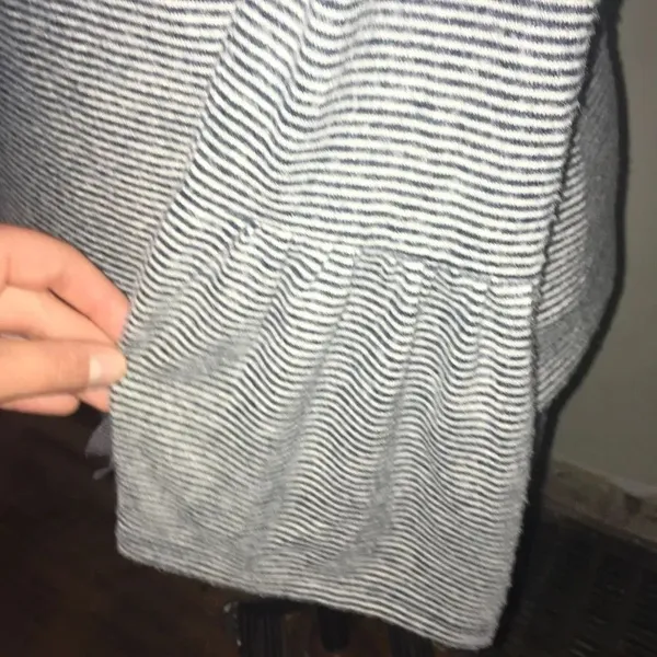 Lucky Brand navy and white thin strip bell sleeve soft S blouse - Image 2