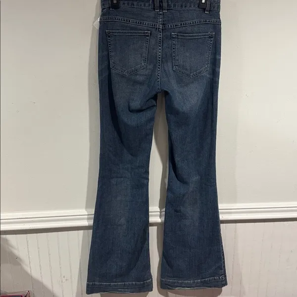Free People Jeans Womens 26 Blue Denim Pockets Mid Rise Flared Grunge Hippie Y2K - Image 5