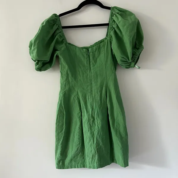 Runaway The Label Babydoll Green Puff Sleeve Mini Dress Size XS - Image 4