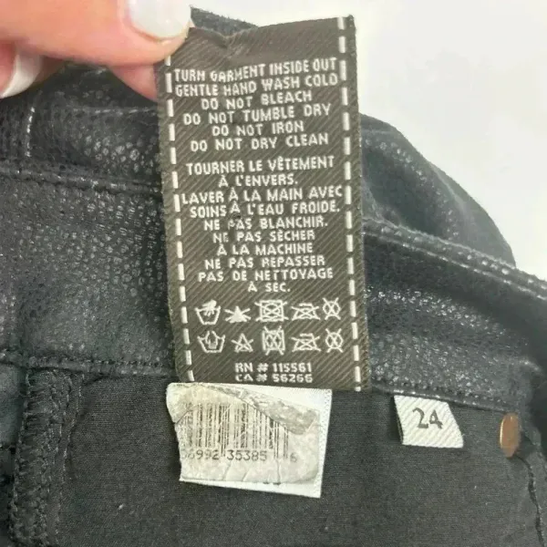 7 For All Mankind Women's Skinny‎ Jeans Size 24 Black Coated - Image 15