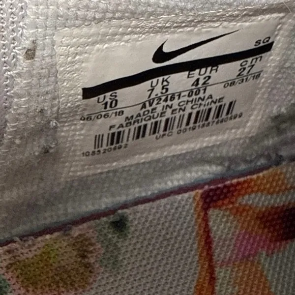 Nike Air Force 1 Jester Gray Floral Print Lace Up Low Top Sneakers Shoes Size 10 - Image 6