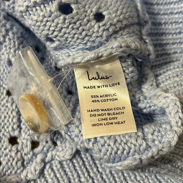 Lulu's Light Blue Open-Knit Cardigan Size Large - Image 6