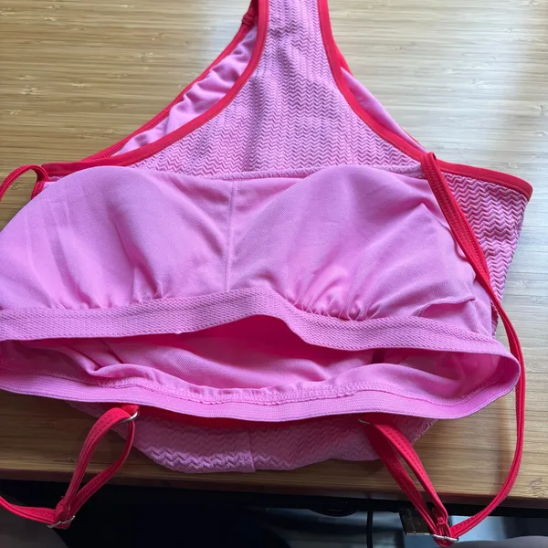 Shade & Shore Small Pink Textured One Piece Swimsuit Scoop Neck Adjustable Red - Image 9