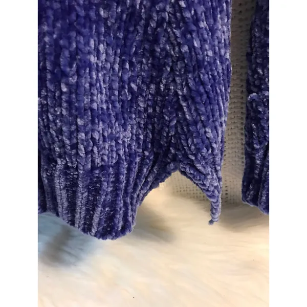 Basic Editions Sweater Women's Chenille V-Neck Knit‎ Blue Size M y2k soft - Image 9