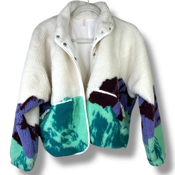 NEW Free People Movement Hit The Slopes Sunrise Summit Fleece Button Jacket XS - Image 7