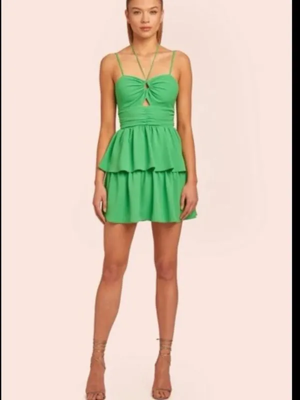 Amanda uprichard green tie ruffle dress - Image 2