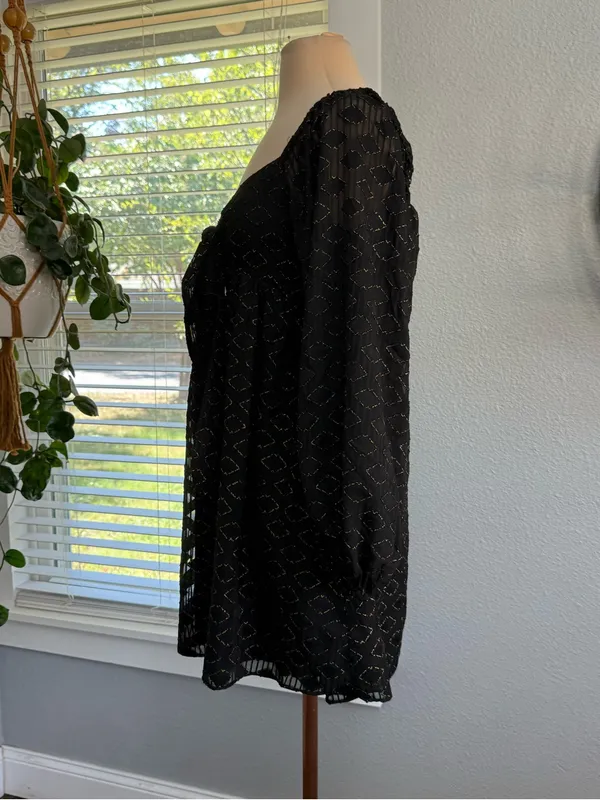 Amanda Uprichard Roma Black Gold Long Sleeve Size Small - Image 5