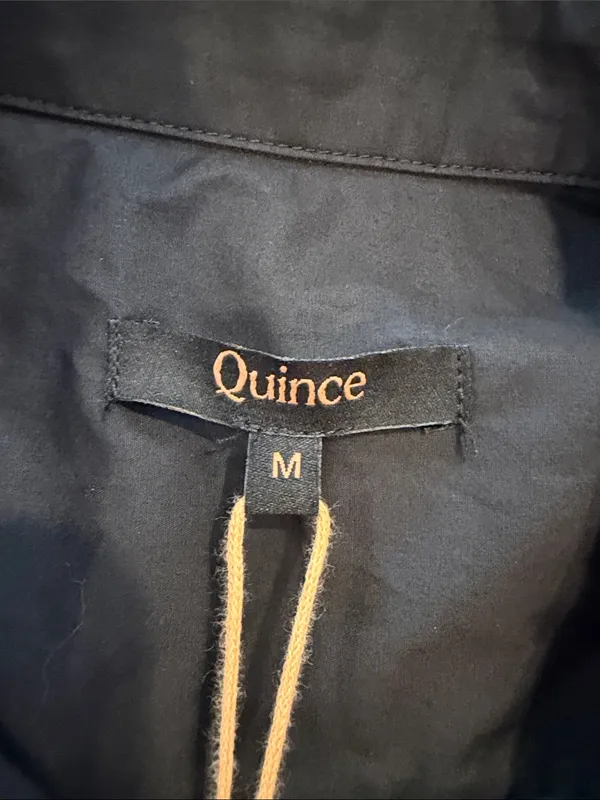 Quince 100% Organic Cotton Poplin Drop Waist Shirt Dress Black Medium NWT C30-00 - Image 2
