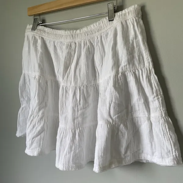 Aerie Gauzy Tiered Mini Skirt Boho Cottagecore 100% Cotton White Women's Size XL - Image 4