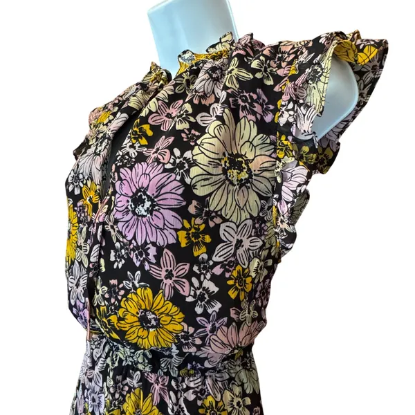 NWT BB Dakota Steve Madden Floral Maxi Dress L Chiffon Ruffle Tiered Blossom - Image 3