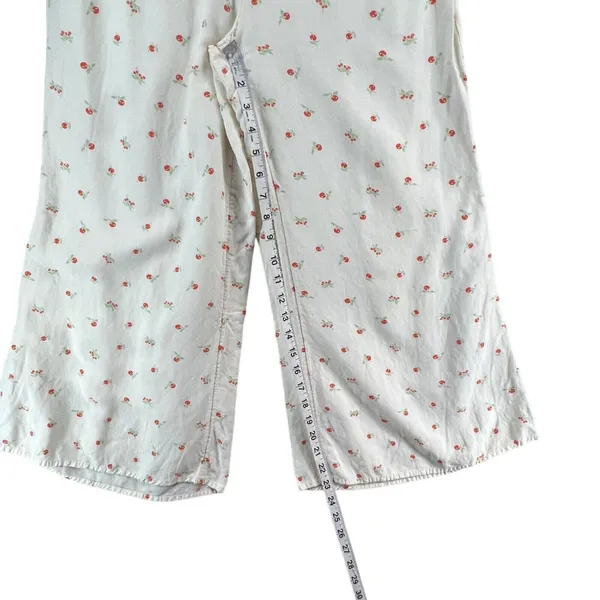 Anthropologie Feather Bone Wide Leg Talise Pants 4 Cream‎ Red Fruit Print Crop - Image 10
