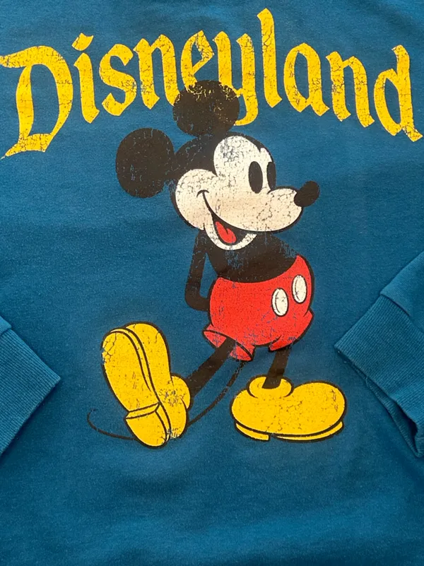 Disneyland Resort Cropped vtg look blue MickeyMouse Varsity Stripe Sweatshirt XL - Image 2