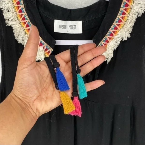 Current +‎ Project Sleeveless Tassel Dress Black - Image 7