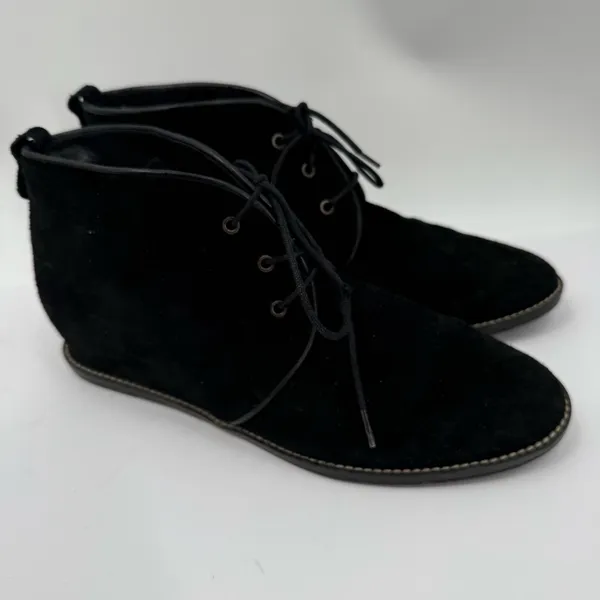 Stuart Weitzman Rove Boots Size 7.5 Black Suede Ankle Lace Up Leather Luxury - Image 9