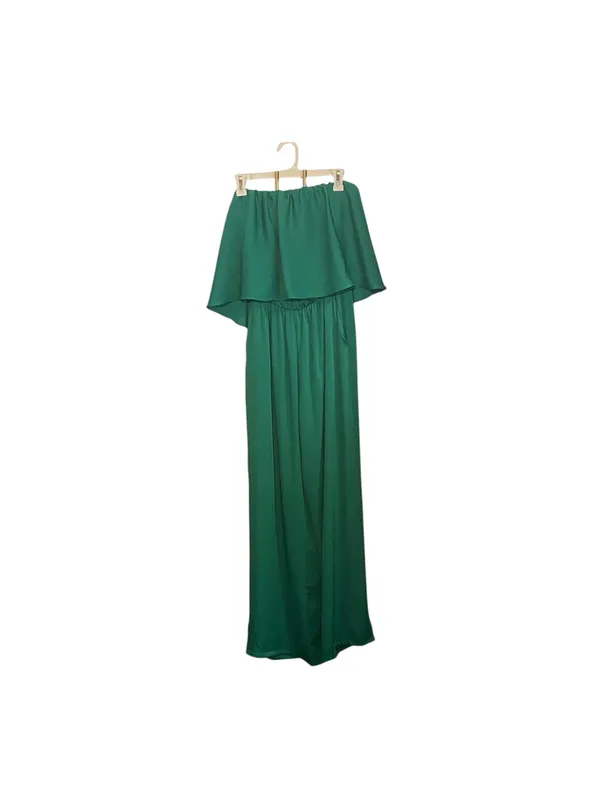 Tyche Emerald Green Strapless Wide Leg Cascade Jumpsuit Popover cocktail attire - Image 2