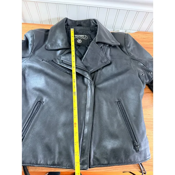 Bullskins Vintage Leather Motorcycle Jacket Side Lace Biker Black Womens M 14 - Image 15