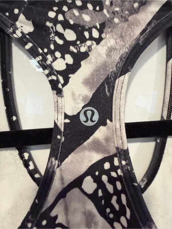 Black & White Patterned Lululemon Cool Racerback Tank Top‎ - Image 3