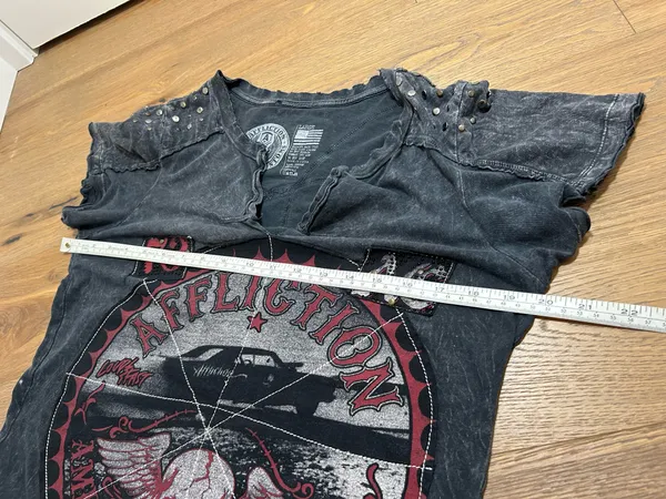 Large Affliction biker T shirt distressed - Image 10