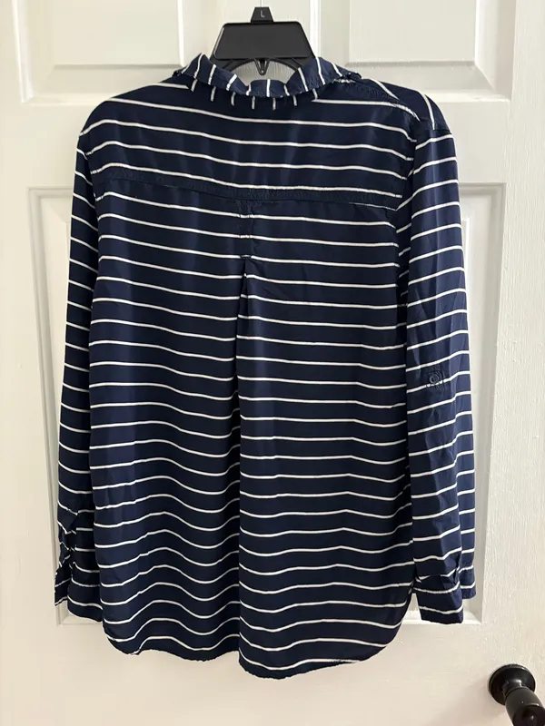 Beach Lunch Lounge Button Down Striped Shirt Blue - Image 2