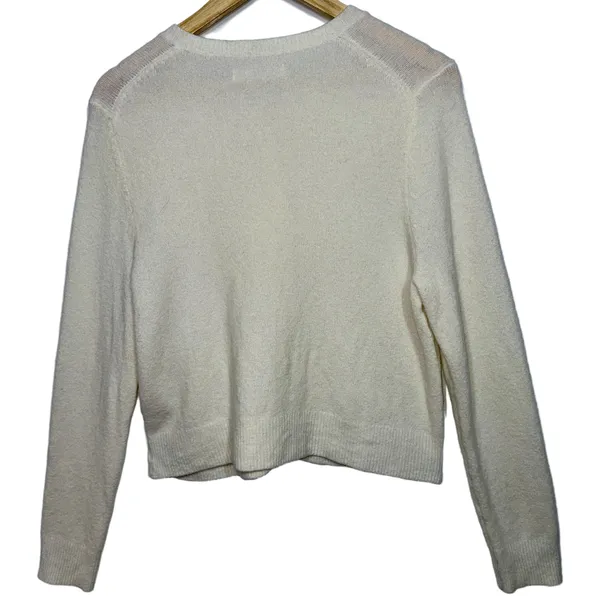 Abercrombie & Fitch Cream Wool Crew Neck Long Sleeve Cardigan Sweater Size XL - Image 2
