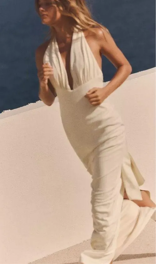 Zara dress maxi ecru ivory open back Evening holiday party wedding Gown - Image 14