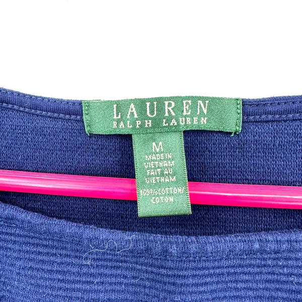 Lauren Ralph Lauren Size‎ Medium Shirt Navy & White Stripped Basic Everyday Top - Image 3