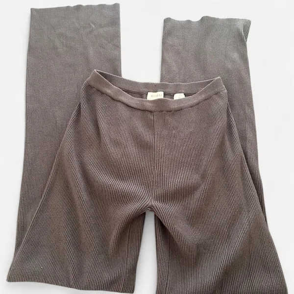 Meshki Black Rue Ribbed Flared Knit Pants | Y2K Minimalist Streetwear | Small - Image 6