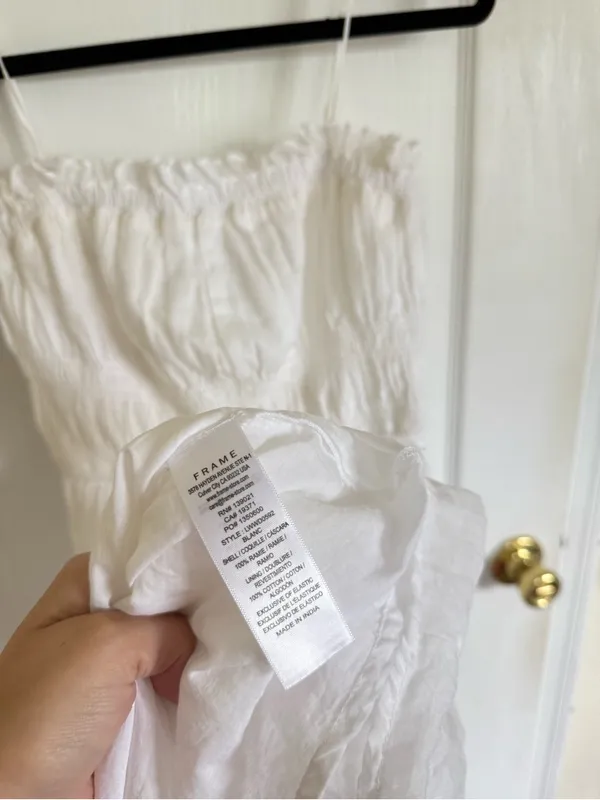 FRAME White Smocked Midi Dress - Image 4