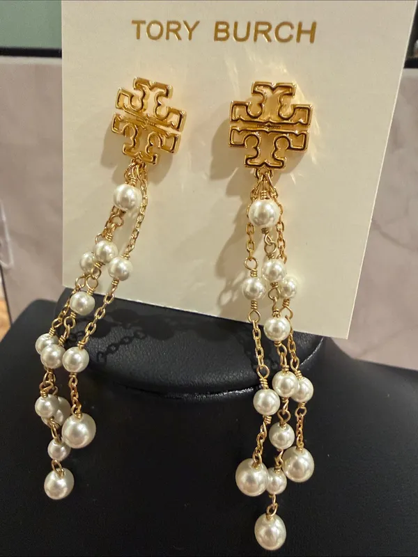 Tory Burch | Gold Plated & Pearl Drop Earrings - Image 2