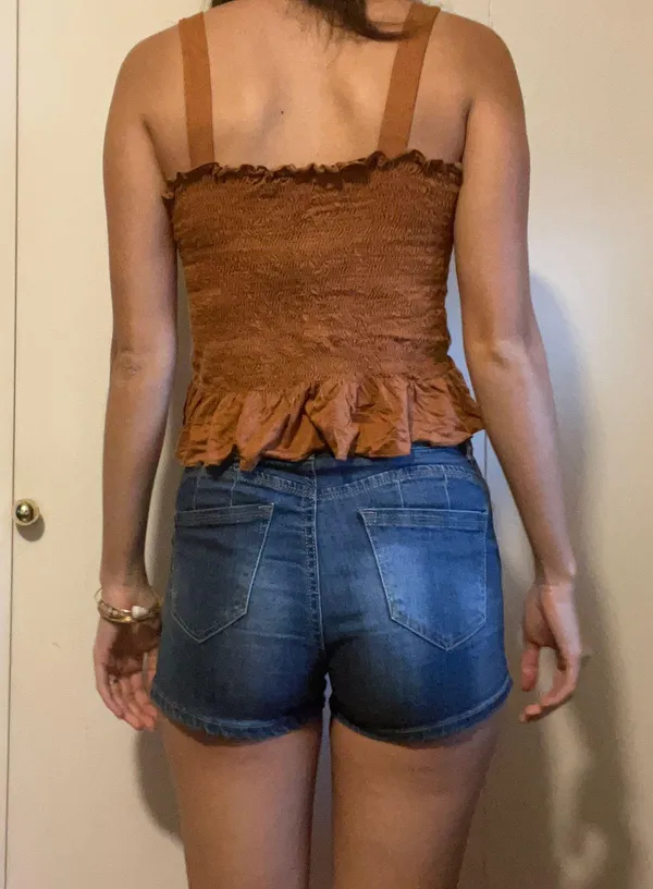 Smocked Crop Top Brown - Image 2