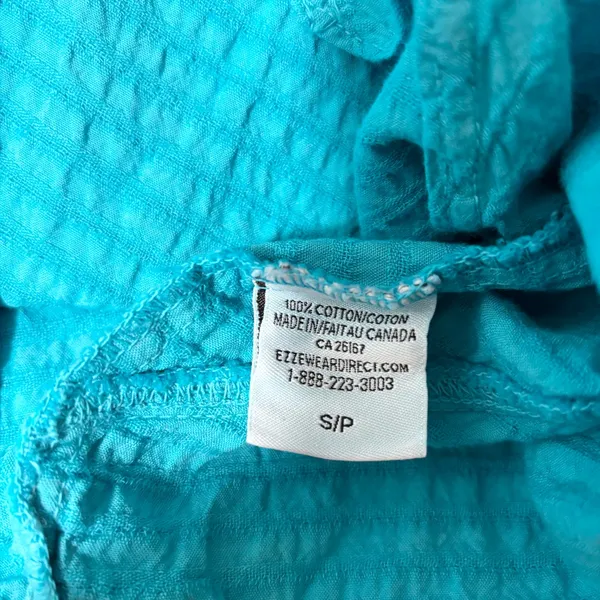 Vermont Country Store Textured Popover‎ Half Sleeve Tunic Blue Top Size S - Image 8