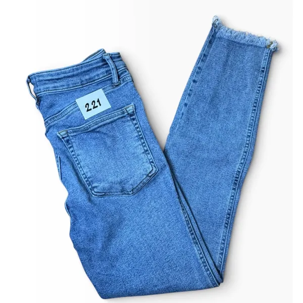 Free People We The Free Twenty Eight High Rise Skinny Jeans Raw Hem Blue Size 28 - Image 2