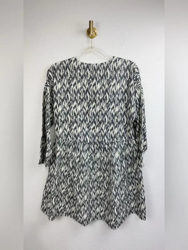 Zara NWT Linen Cotton Blend Long Sleeve V-Neck Dress with Gold Embroidery SZ XS - Image 3