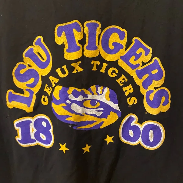 Womens‎ Russell Athletic Black LSU “Geaux Tigers” V-Neck T-Shirt Size 2XL - Image 2
