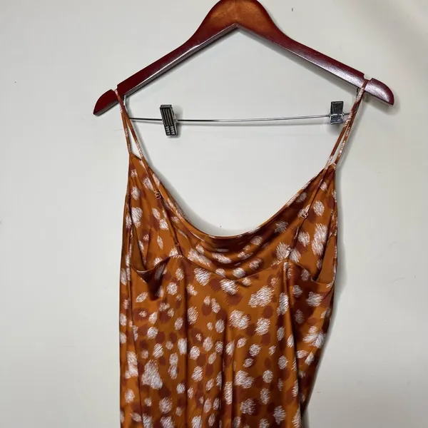 Bardot Printed Slip Dress Sketch Spot Copper Gold Womens 8 - Image 4
