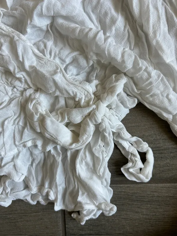 Zara White Crinkled Wrap Blouse - Image 3