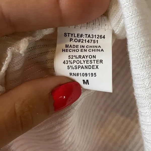 Urban Outfitters WHITE RIBBED BASIC BLOUSE - Image 3