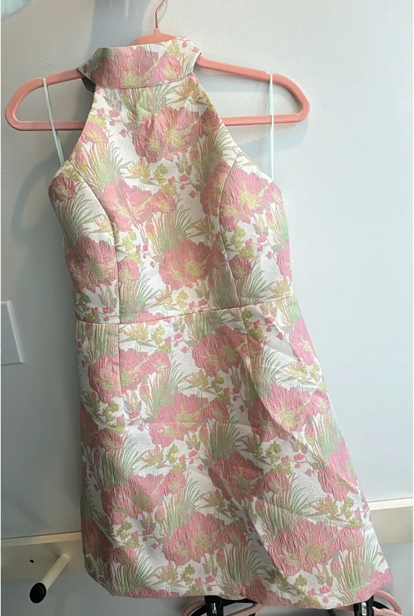 Women’s High Neck Jacquard Floral Dress Shop the Chic Brand - Image 4