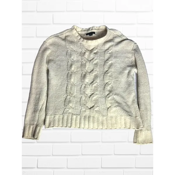 American Eagle Women's Size xs Cable‎ Knit Sweater Beige Cream Pullover - Image 5
