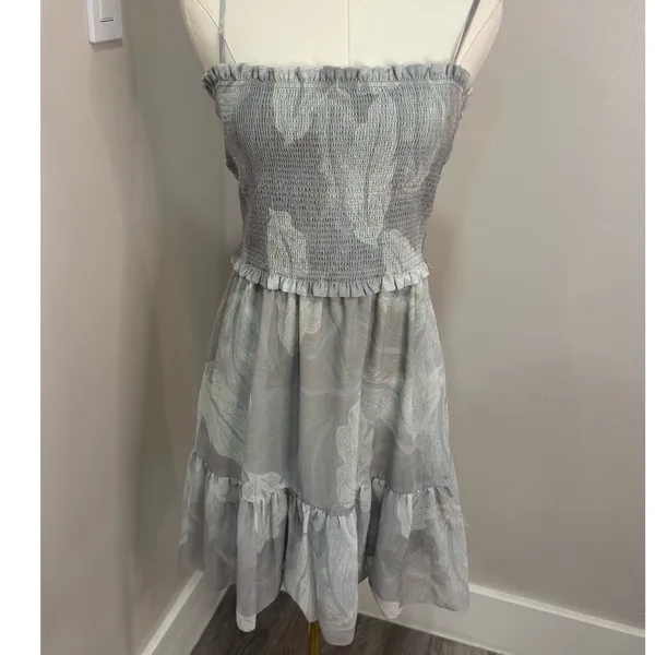Aritzia Wilfred Catamaran Mini Dress Smocked Gray Medium‎ - Image 2