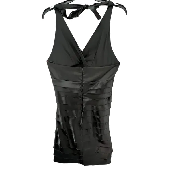 Scarlett Nite Y2K Halter Dress 14 Black Satin Tiered Ruffled Cocktail Retro HOCO - Image 7