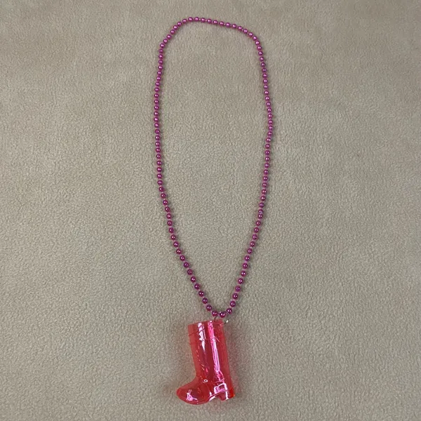 Pink Cowboy Boot Charm Necklace Fun Fiesta Party‎ Accessory Plastic Shot Glass - Image 2