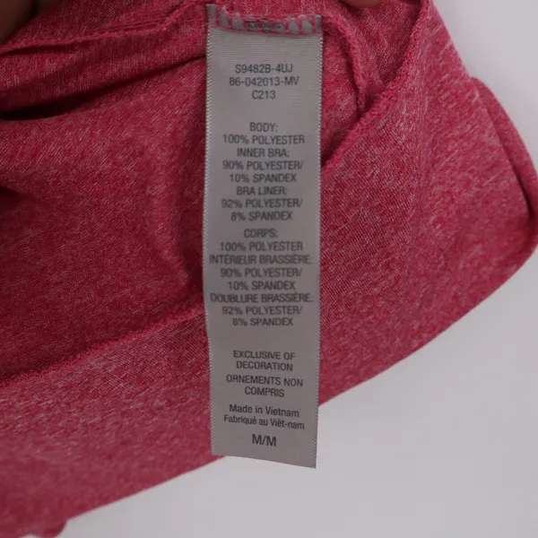 Champion C9 Womens Pink Layered Activewear Tank Top Built-in Bra Size M - Image 3