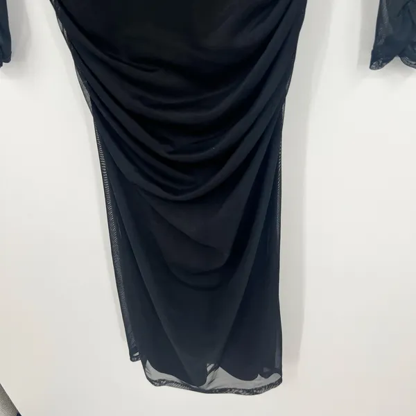 New Anthropologie Long Sleeve Deep V Hardware Midi Dress Black elegant small - Image 5