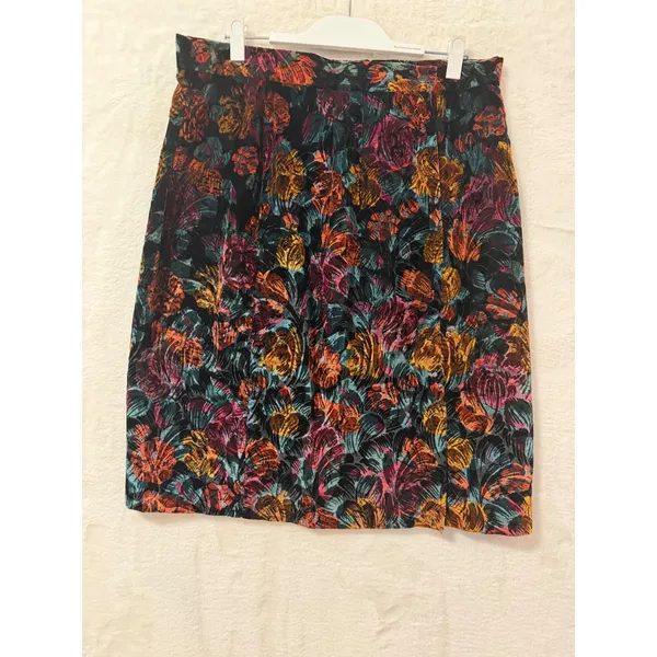 Nu-Bar Fashions Vintage Floral Velvet Pencil Skirt Womens 22W Made in USA Black - Image 7