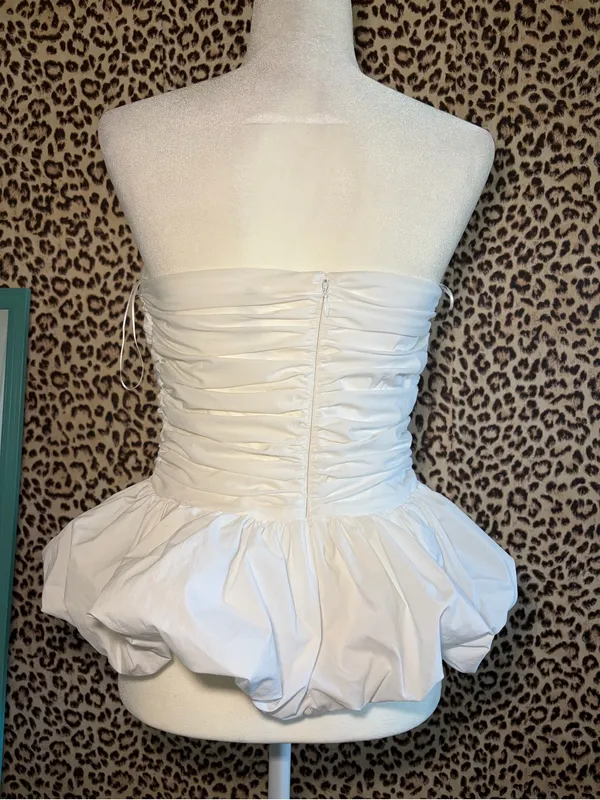 Anthropologie White Strapless Peplum Top - Image 2