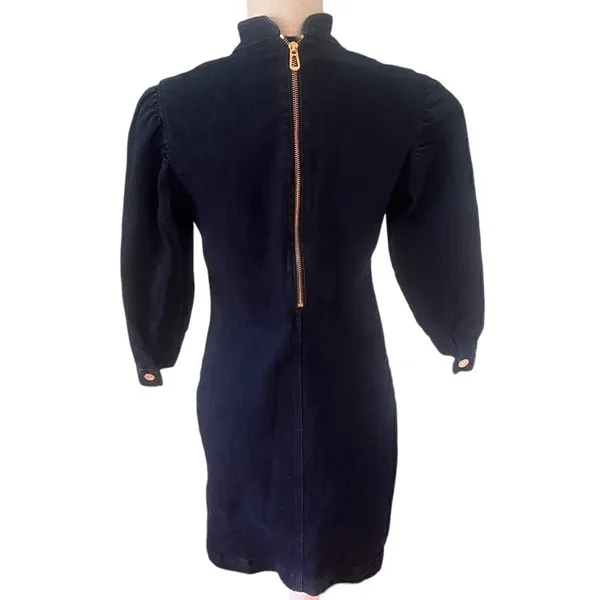 Scotch and Soda Dark Denim Balloon Sleeve Mockneck Mini Dress M - Image 2