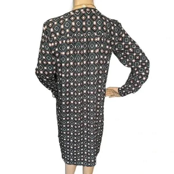 Ann Taylor LOFT Geometric Floral Shirt Dress Pink Gray Long Sleeve Women’s XS/S - Image 5