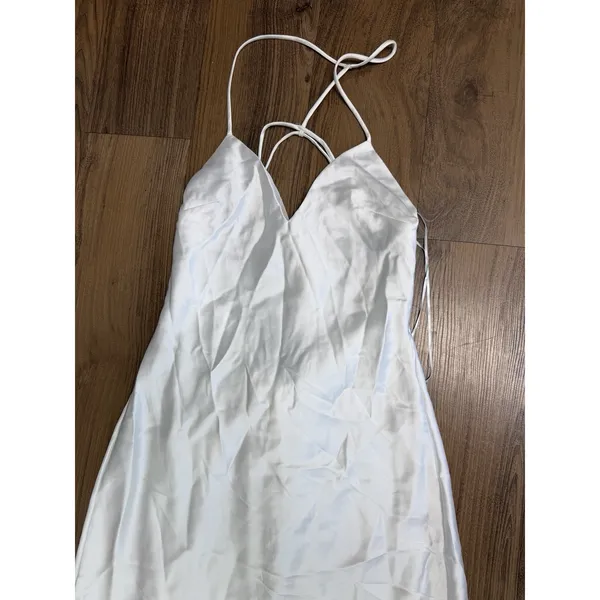 Zara White Satin Maxi Dress Luxury Slip Strappy Ethereal Bride Bachelorette - Image 3