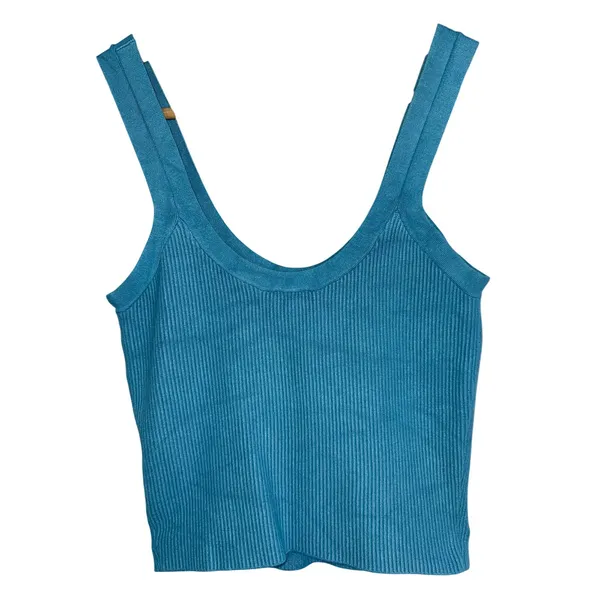 Abercrombie & Fitch Blue Ribbed Knit Sleeveless Cami Tank Top Women Size Medium - Image 2